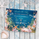 Onder het Zee Seahorse Kids Birthday Party Kaart<br><div class="desc">Nautical Onder de verjaardagsfeestdag van het kind van de Zee met uitnodiging van waterverf zeepaardjes, zeeschildpadden, zeesterren, zeesterren, goudmousserend zand en koraal. Ontworpen voor kleine piraten en zeemeerminnen die van het zee en zijn schepsels houden - ideaal voor tropische, strand- en zeemiesjarigen. U kunt het gemakkelijk personaliseren, vervang enkel de...</div>