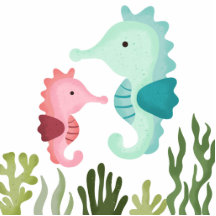 Onder het Zee Seapaarden Baby shower Cake Topper