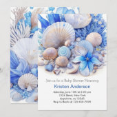 Onder het Zee Seashell Blissful Boy Baby shower Kaart (Voorkant / Achterkant)