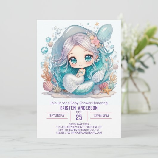 Onder het Zee Serenity Baby shower Kaart (Staand voorkant)