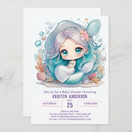 Onder het Zee Serenity Baby shower Kaart (Voorkant / Achterkant)