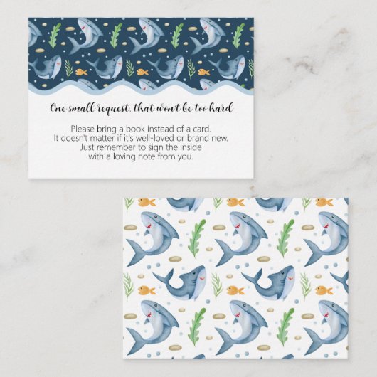Onder het Zee Shark Baby shower Book Request Kaart (Voorkant / Achterkant)