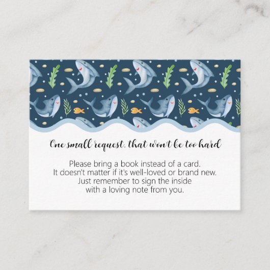 Onder het Zee Shark Baby shower Book Request Kaart (Voorkant)