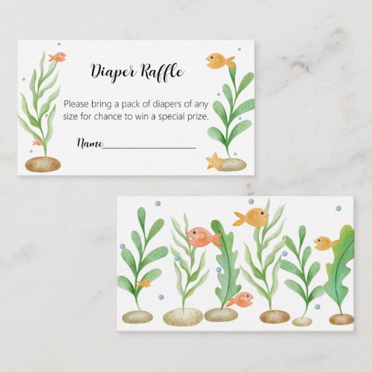 Onder het Zee Shark Baby shower Luier Raffle Kaart (Voorkant / Achterkant)