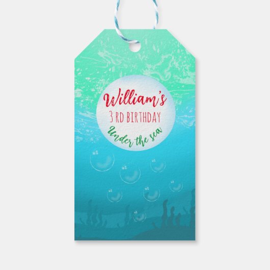 Onder het Zee Shark Birthday Party Cadeaulabel (Achterkant)