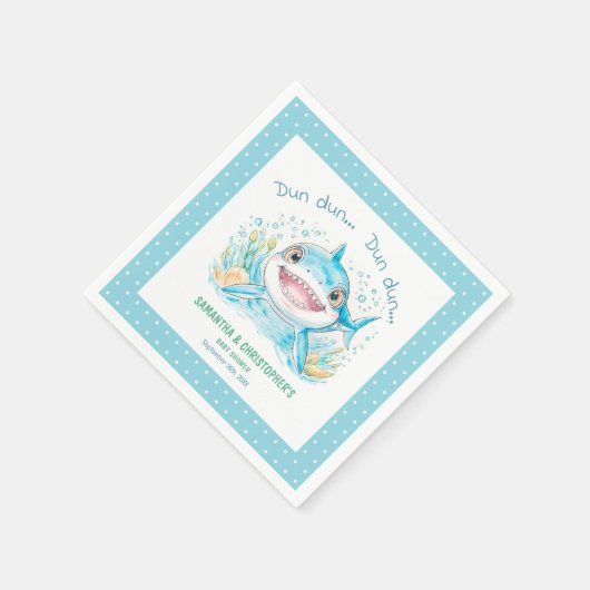 Onder het Zee Shark Blue Boy Baby shower Servet (Hoek)