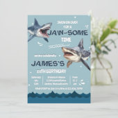 Onder het Zee Shark JawSome Time Birthday Kaart (Staand voorkant)