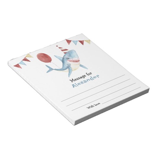 Onder het zee Shark verjaardagscapsule bericht Notitieblok (Schuin)