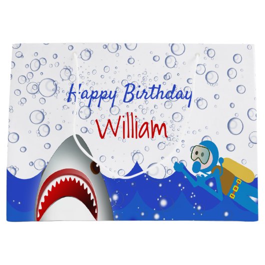 Onder het zee shark verjaardagsfeest jongens groot cadeauzakje (Voorkant)