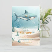 Onder het Zee Shark Waterverf Baby shower Kaart (Staand voorkant)