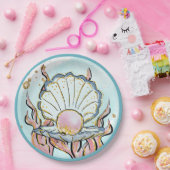Onder het Zee Shell Mermaid Birthday Party Papieren Bordje (Feest)