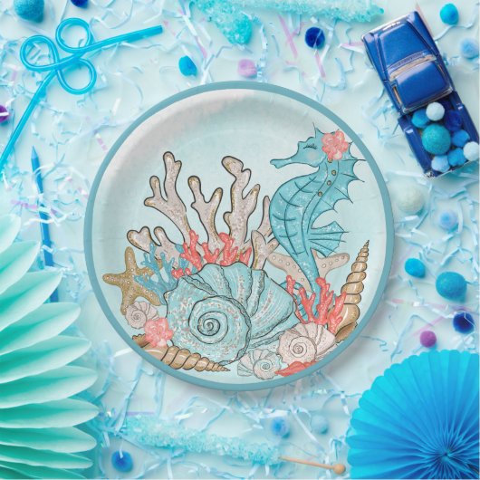 Onder het Zee Shell Mermaid Birthday Party Papieren Bordje (Feest)