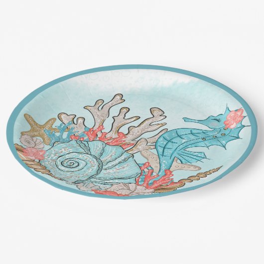 Onder het Zee Shell Mermaid Birthday Party Papieren Bordje (Gekanteld)