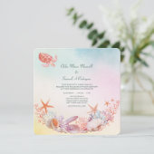 Onder het Zee Soft Pastel Wedding Kaart (Staand voorkant)