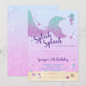 Onder het Zee Sparkle Mermaid Invitation Save The Date (Voorkant / Achterkant)