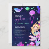 Onder het Zee Sparkle Zeemeermin Verjaardagsfeest Kaart (Voorkant)