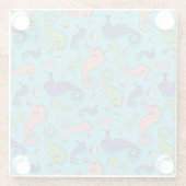 Onder het Zee - Speelse zeepaardje en Shell Patter Glazen Onderzetter (Achterkant)