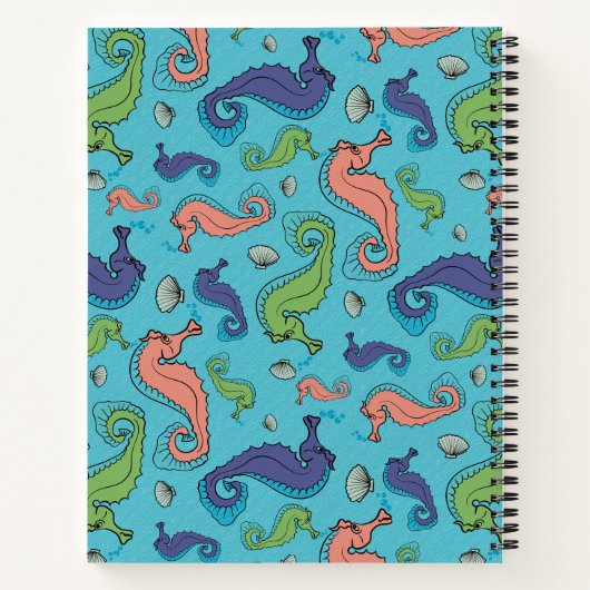 Onder het Zee - Speelse zeepaardje en Shell Patter Notitieboek (Achterkant)