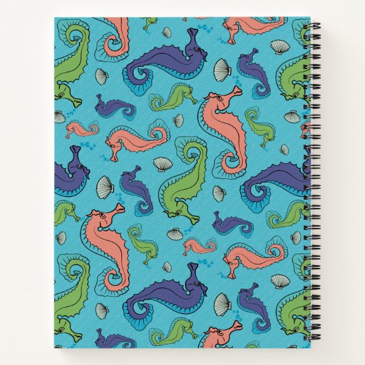 Onder het Zee - Speelse zeepaardje en Shell Patter Notitieboek (Achterkant)