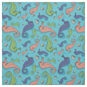 Onder het Zee - Speelse zeepaardje en Shell Patter Stof (Swatch)
