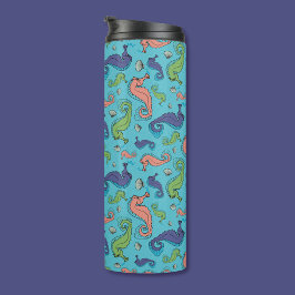 Onder het Zee - Speelse zeepaardje en Shell Patter Thermosbeker