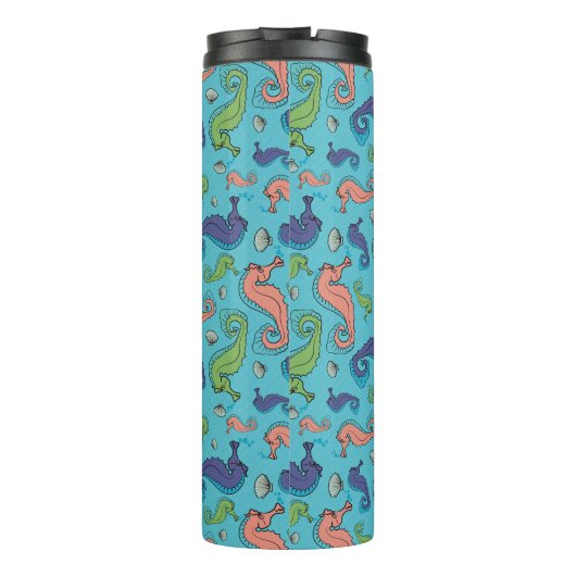 Onder het Zee - Speelse zeepaardje en Shell Patter Thermosbeker (Achterkant)
