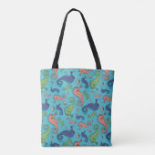 Onder het Zee - Speelse zeepaardje en Shell Patter Tote Bag (Achterkant)
