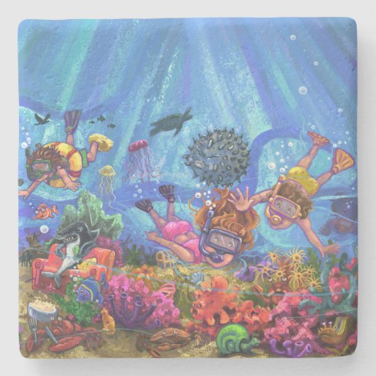 Onder het Zee Stenen Onderzetter (Voorkant)