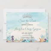 Onder het Zee Strand Quinceañera Save the Date (Voorkant)