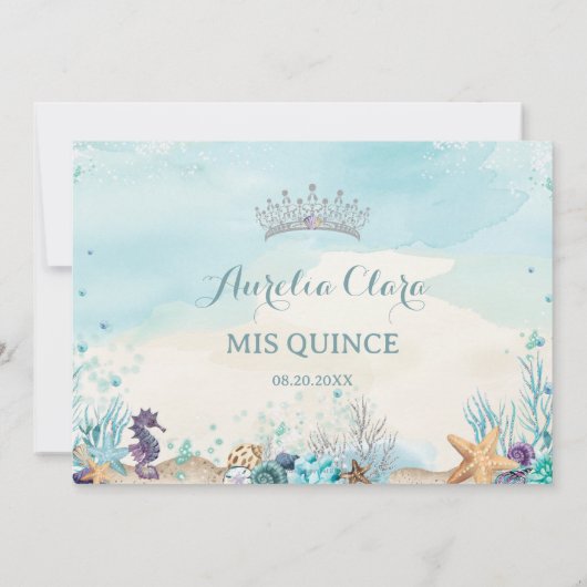 Onder het Zee Strand Quinceañera Save the Date (Achterkant)