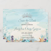 Onder het Zee Strand Quinceañera Save the Date (Voorkant / Achterkant)