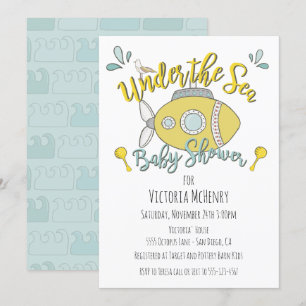 Onder het Zee Submarine Baby Shower Invitations Kaart