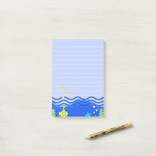Onder het Zee Submarine Beach Post-it® Notes (Op bureau)