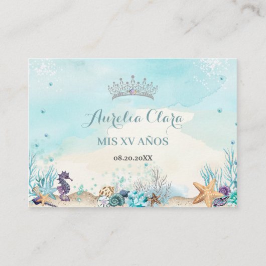 Onder het Zee Sweet 16 Quinceañera Wishing Well Informatiekaartje (Achterkant)