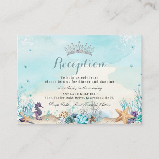 Onder het Zee Sweet Sixteen Quinceañera receptie Informatiekaartje (Voorkant)