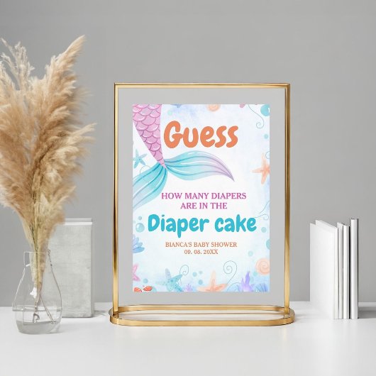 Onder het zee taart raden Baby shower Spelbord Poster