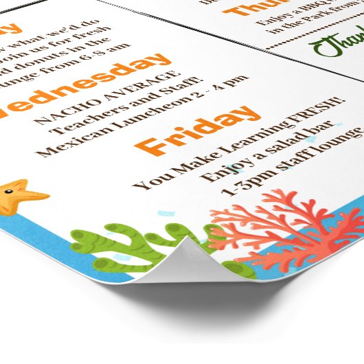 Onder het Zee Teacher Staff Appreciation Poster (Hoek)