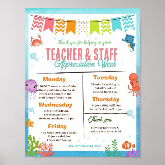 Onder het Zee Teacher Staff Appreciation Poster (Voorkant)