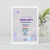 Onder het Zee thema 2e verjaardag uitnodiging Kaar (Staand voorkant)