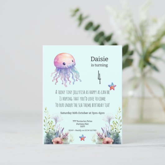 Onder het Zee thema Verjaardagsfeestuitnodiging (Staand voorkant)