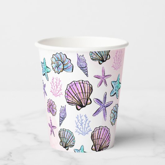 Onder het Zee Theme Kids Verjaardag Papieren Bekers (Voorkant)