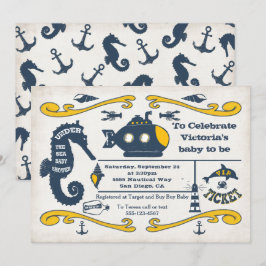 Onder het Zee Ticket Nautisch Baby shower Kaart