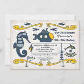 Onder het Zee Ticket Nautisch Verjaardagsfeest Kaart (Voorkant)