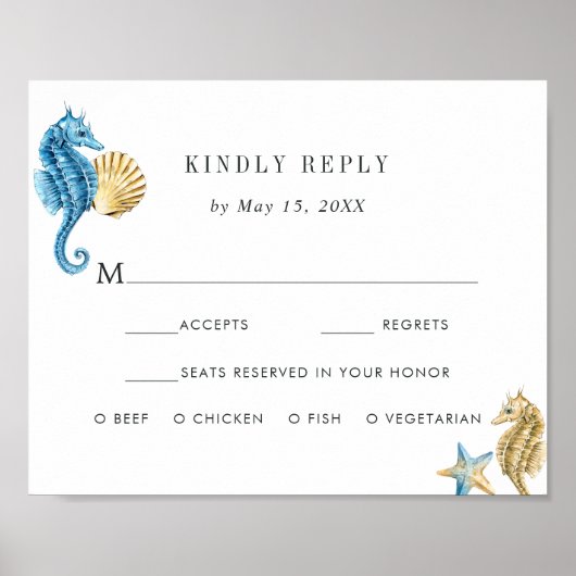 Onder het Zee Trouwen RSVP met Maaltijdkeuze Poster (Voorkant)