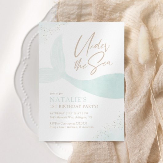 Onder het Zee Turquoise Mermaid Girl Birthday Kaart