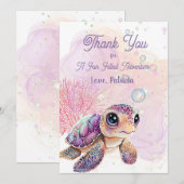 Onder het Zee, Turtle 5th Birthday, Bedankkaart (Voorkant / Achterkant)