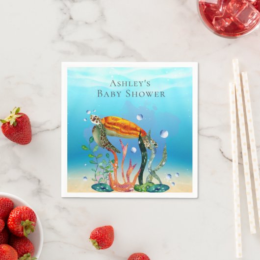 Onder het Zee "Turtle Aquatic planten Paper Napkin Servet (Insitu)