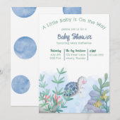 Onder het Zee Turtle Baby shower Kaart (Voorkant / Achterkant)