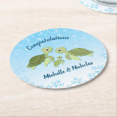 Onder het Zee Turtle Baby shower Ronde Kartonnen Onderzetter (Gebogen)