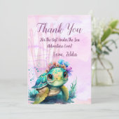 Onder het Zee, Turtle Birthday Bedankkaart (Staand voorkant)
